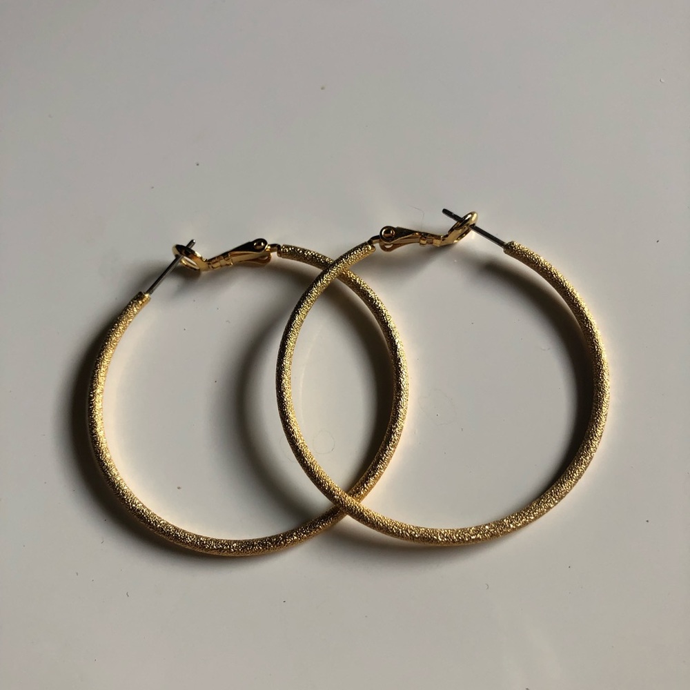 Gold Coloured Textured Hoops